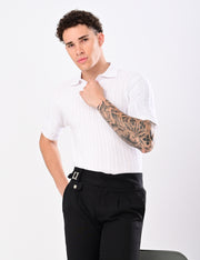 Cabel Knit T-Shirt - WHITE