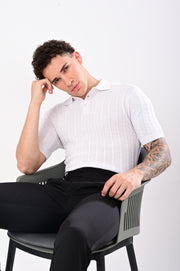 Cabel Knit T-Shirt - WHITE