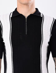 European Style Knitted T-Shirt - BLACK