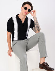 European Style Knitted T-Shirt - BLACK