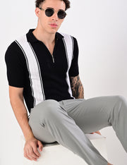 European Style Knitted T-Shirt - BLACK
