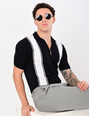 European Style Knitted T-Shirt - BLACK