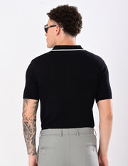 European Style Knitted T-Shirt - BLACK