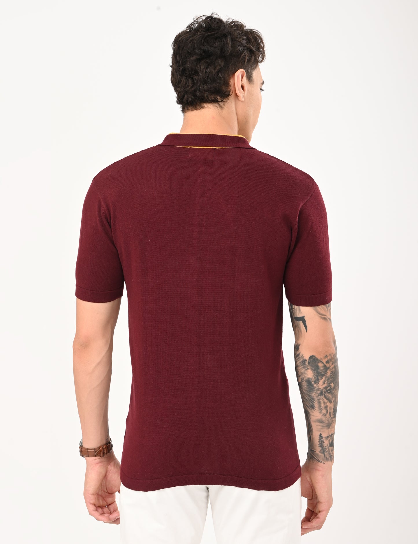 Fine Knit Polo - WINE