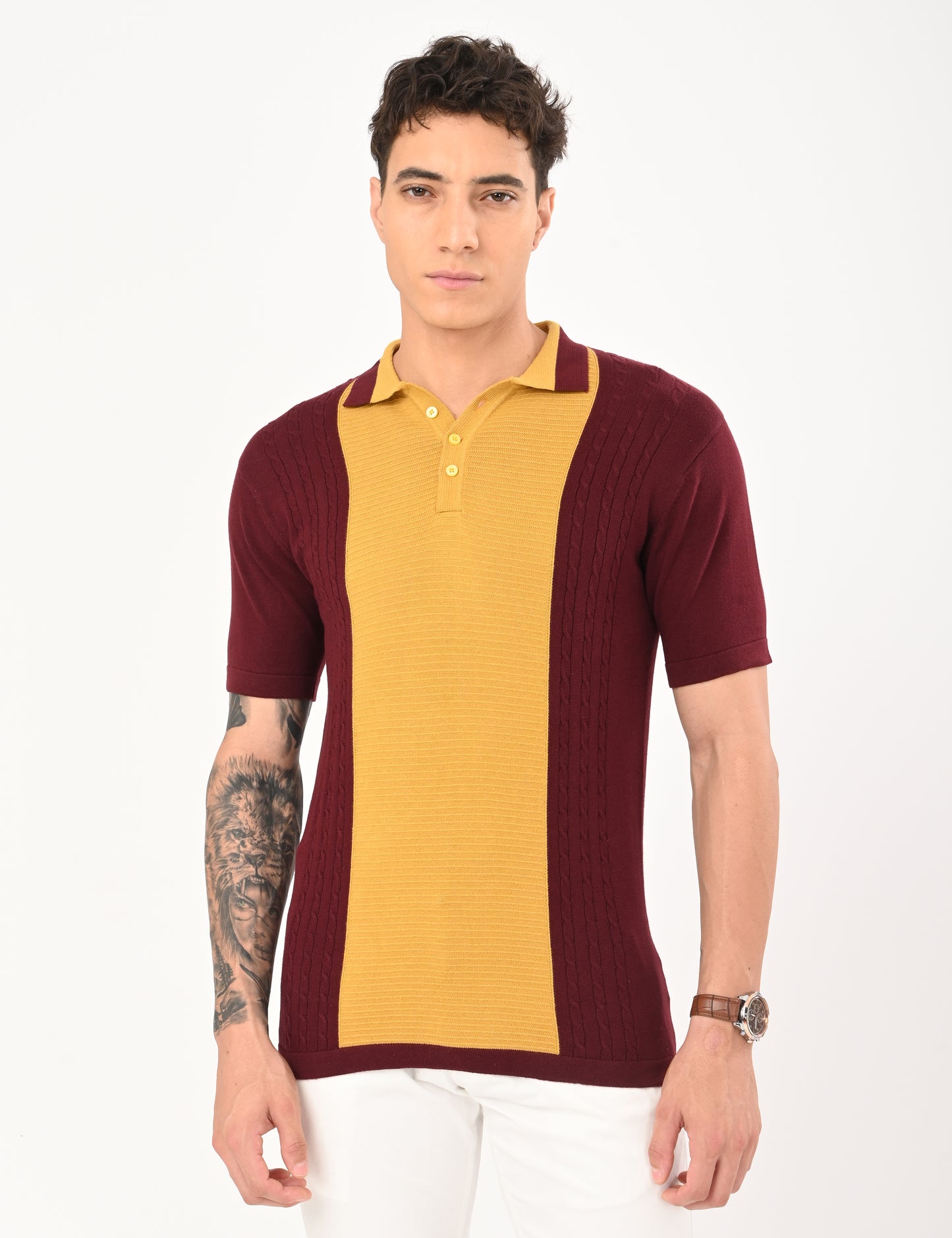 Fine Knit Polo - WINE
