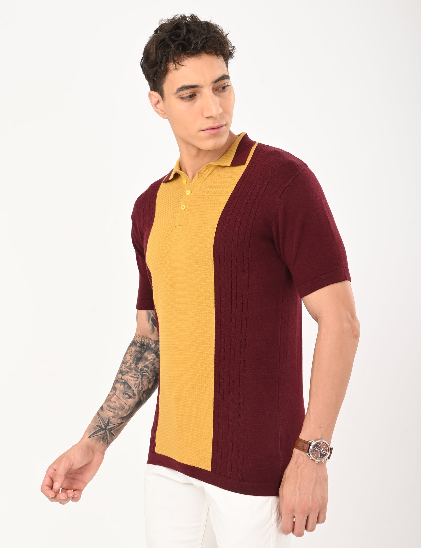 Fine Knit Polo - WINE