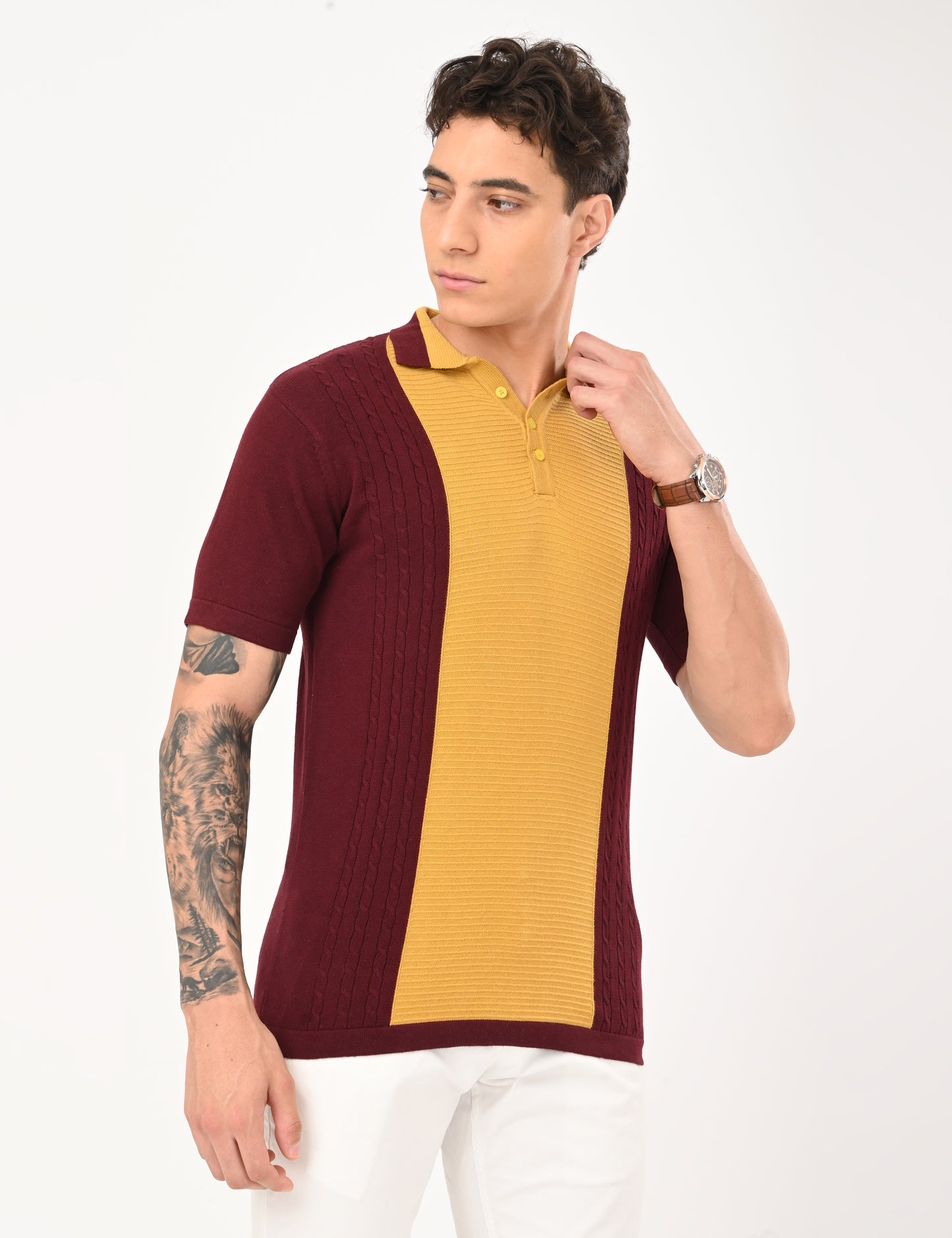 Fine Knit Polo - WINE