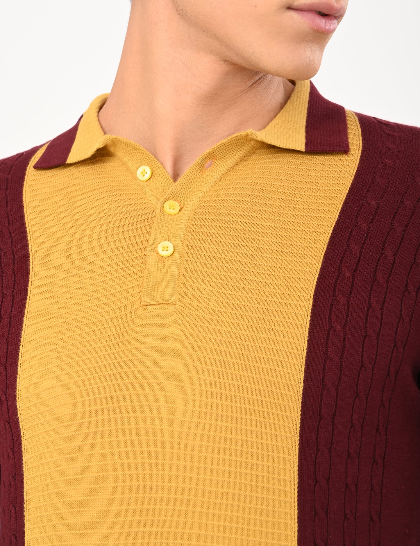 Fine Knit Polo - WINE