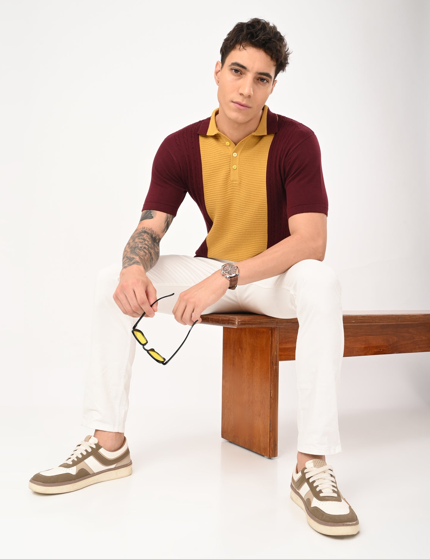 Fine Knit Polo - WINE