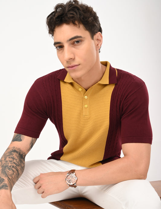 Fine Knit Polo - WINE