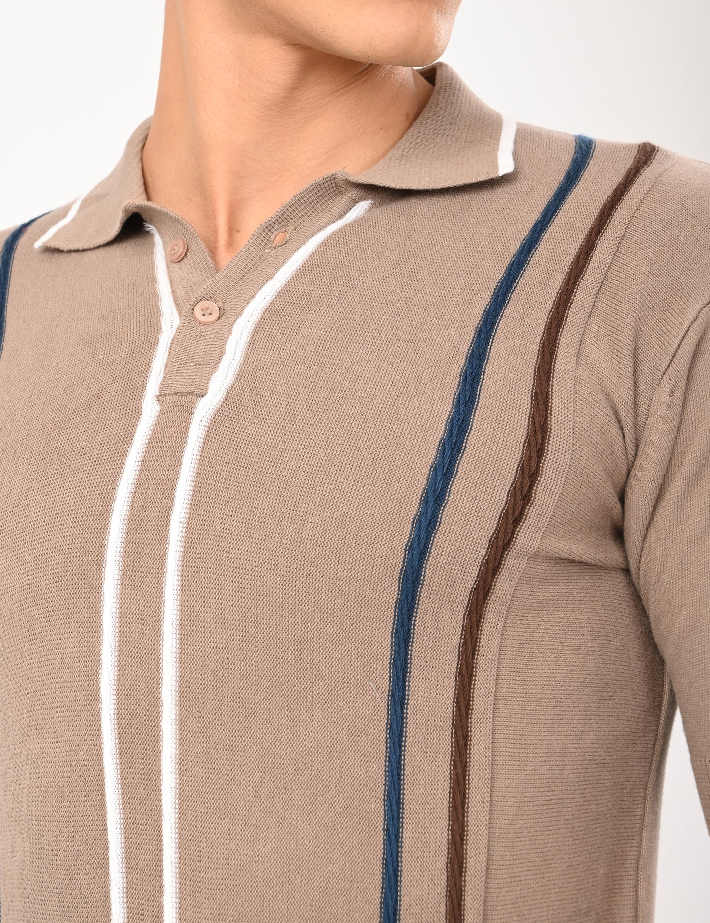 Orvello Knitted Polo - BEIGE