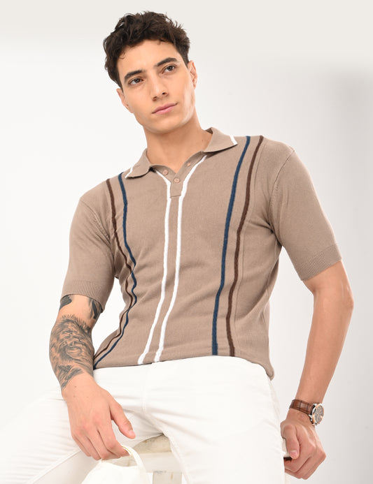 Orvello Knitted Polo - BEIGE