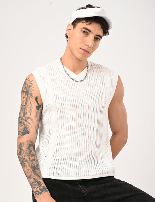 Côte Knit Vest - WHITE