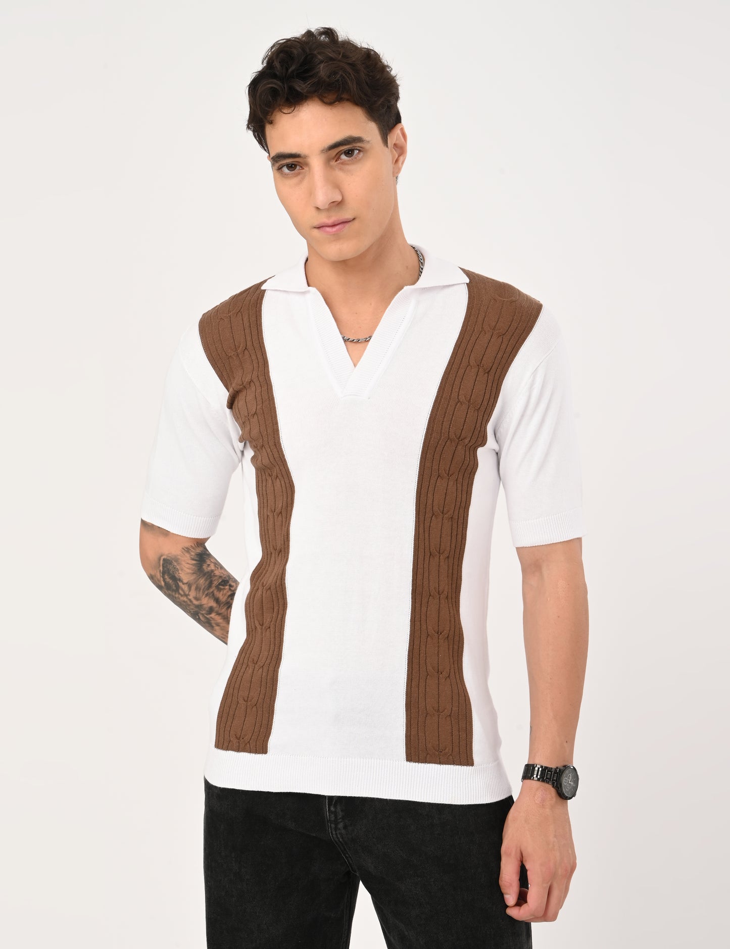 Solmare knitted Polo - WHITE