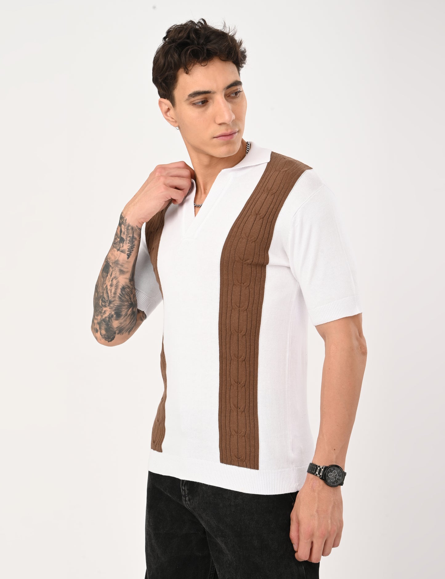 Solmare knitted Polo - WHITE