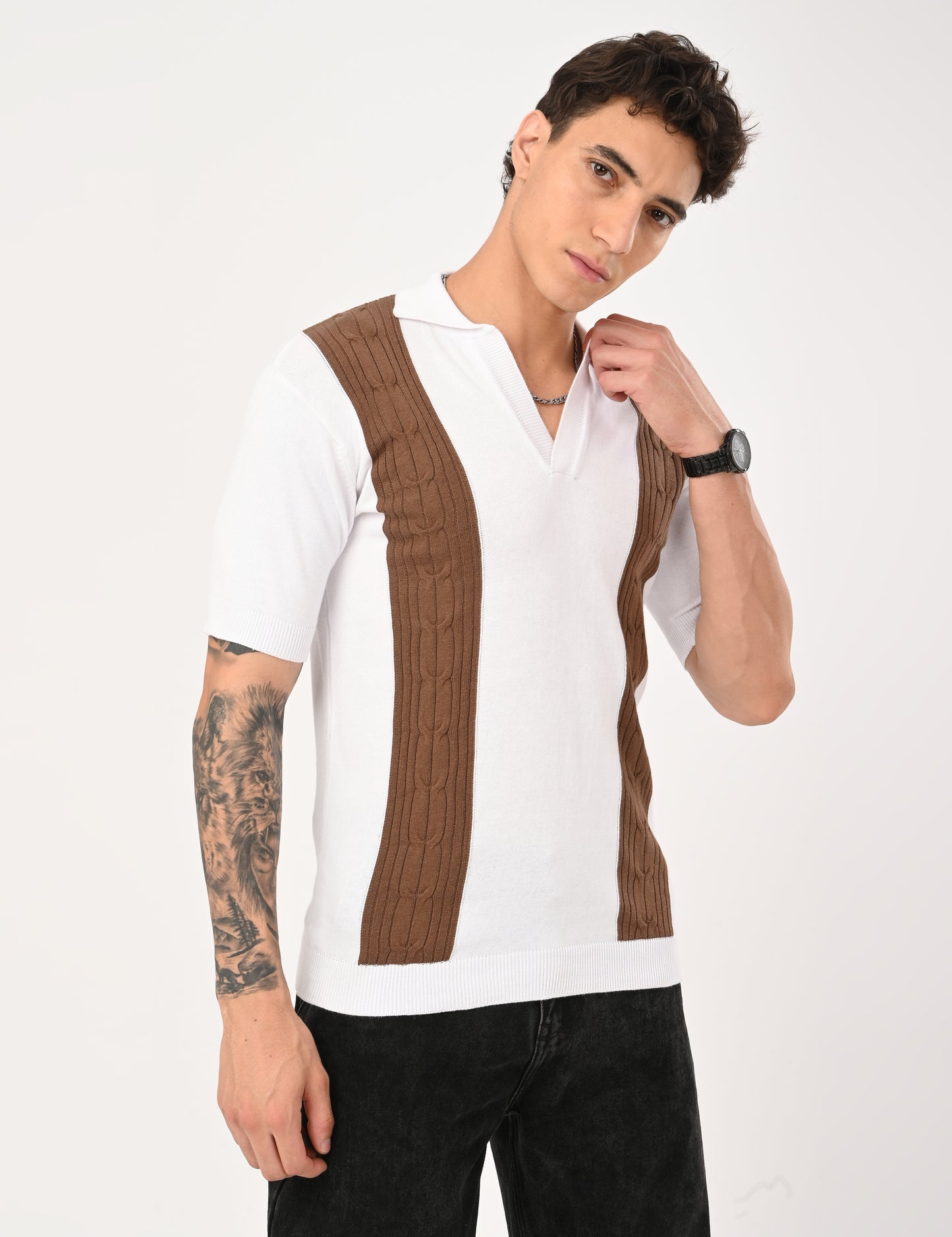 Solmare knitted Polo - WHITE