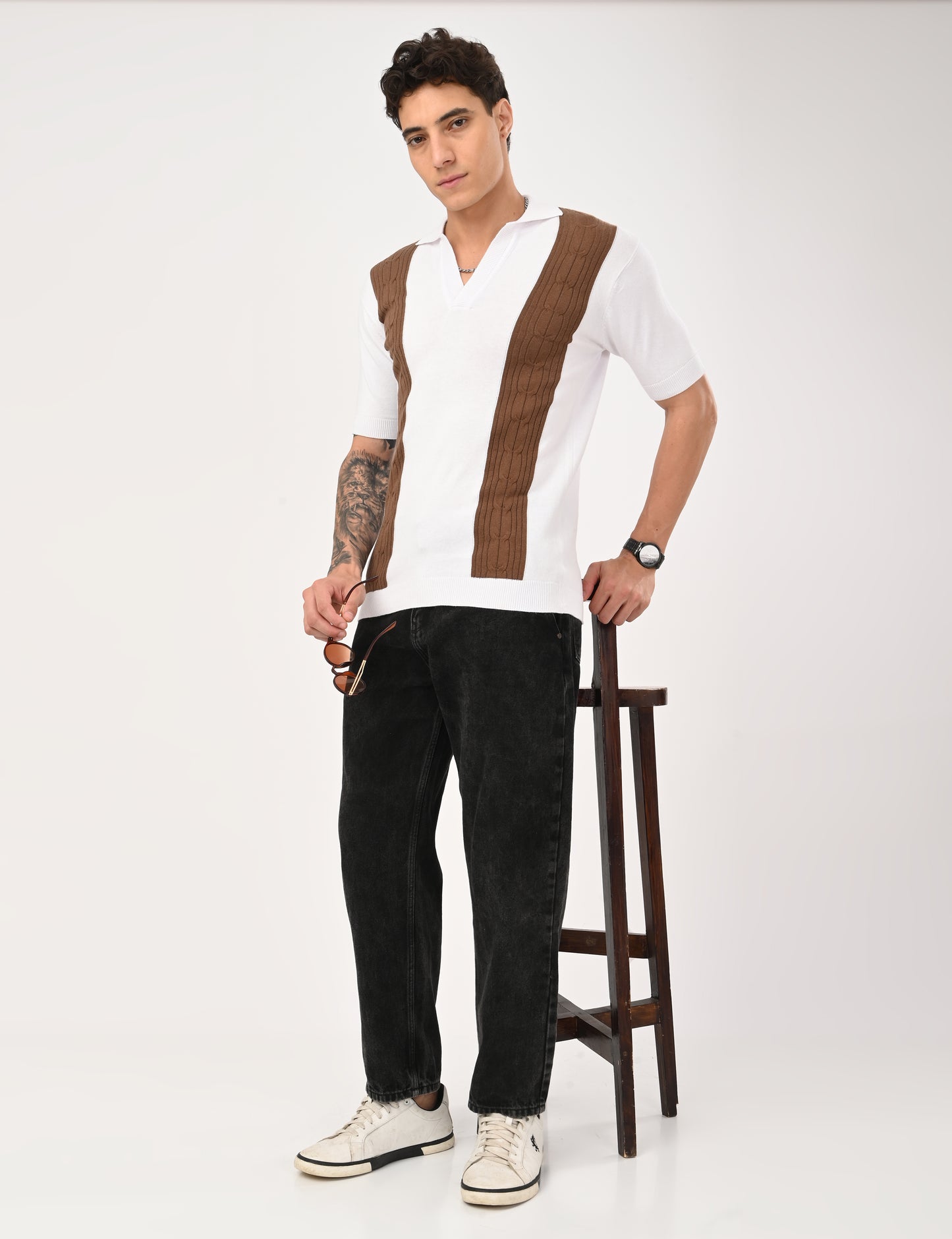 Solmare knitted Polo - WHITE