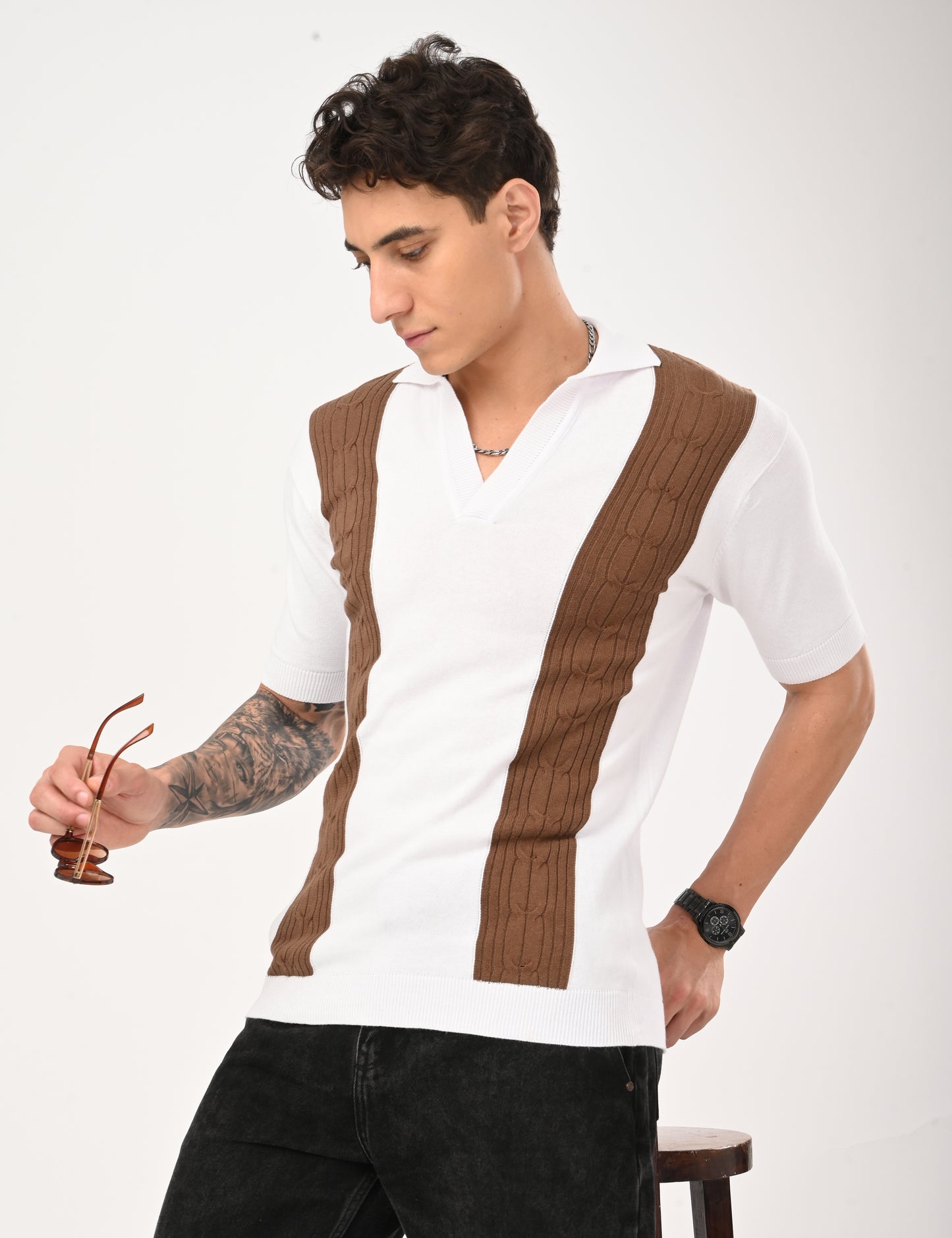 Solmare knitted Polo - WHITE