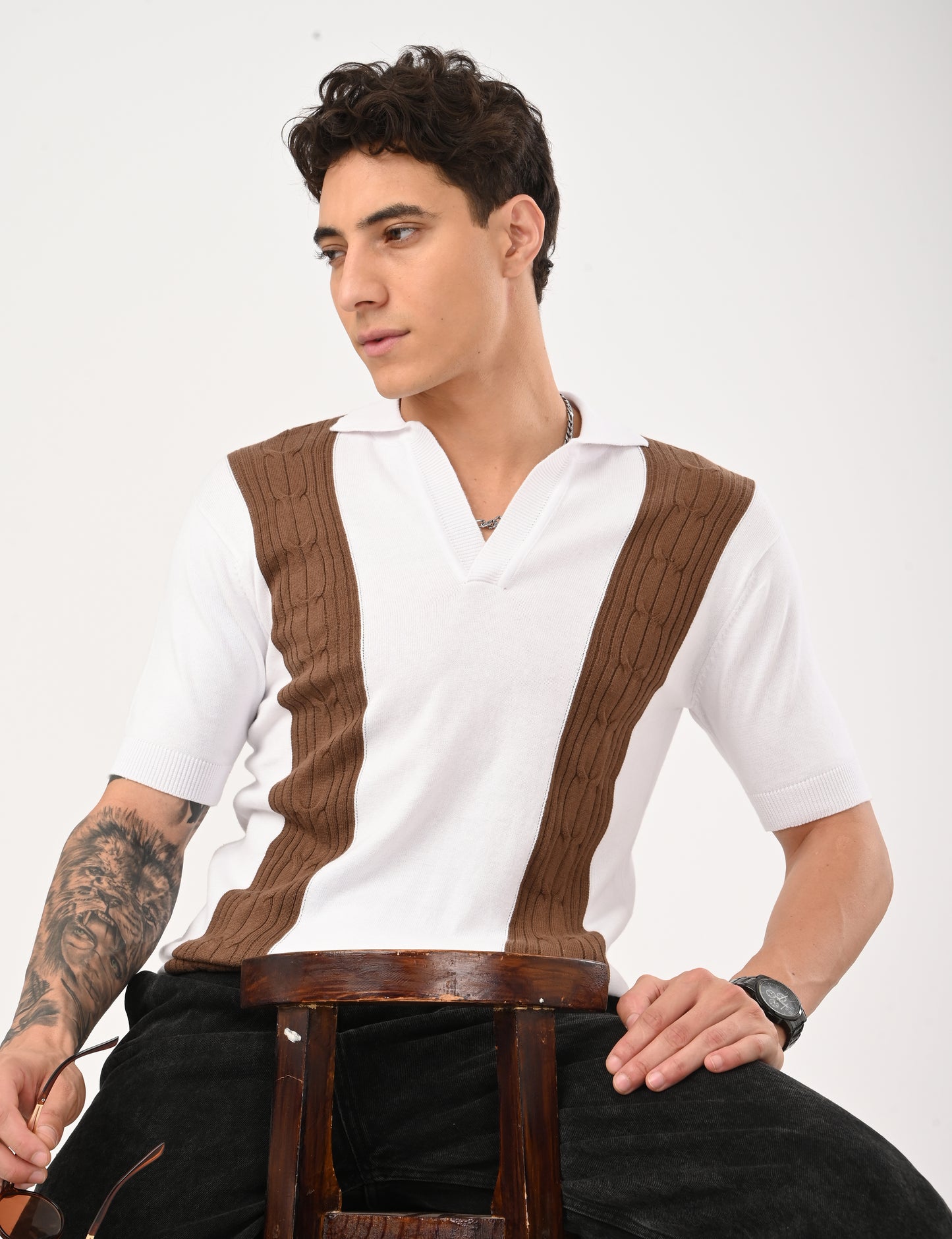 Solmare knitted Polo - WHITE