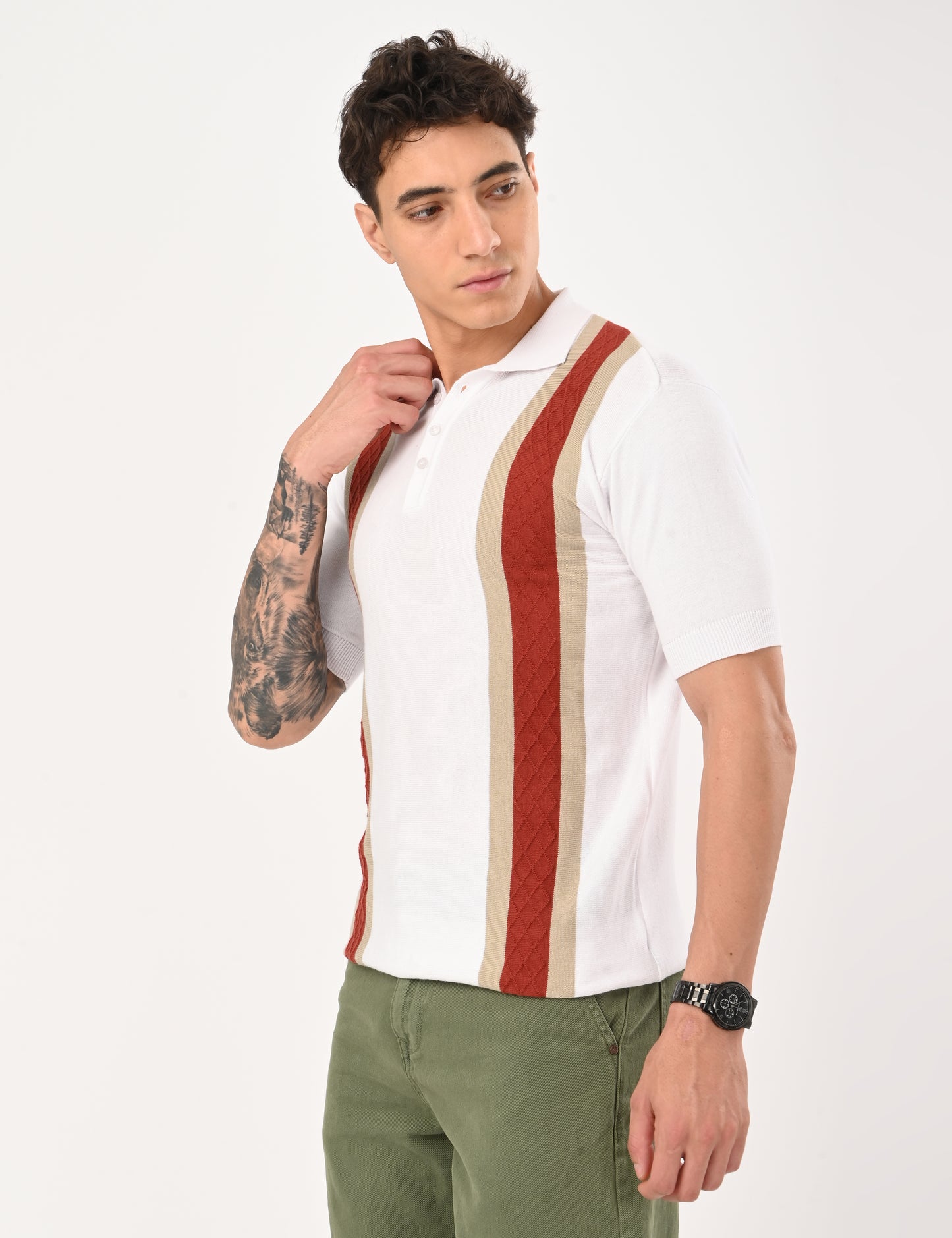 Venturo Knitted Polo - WHITE