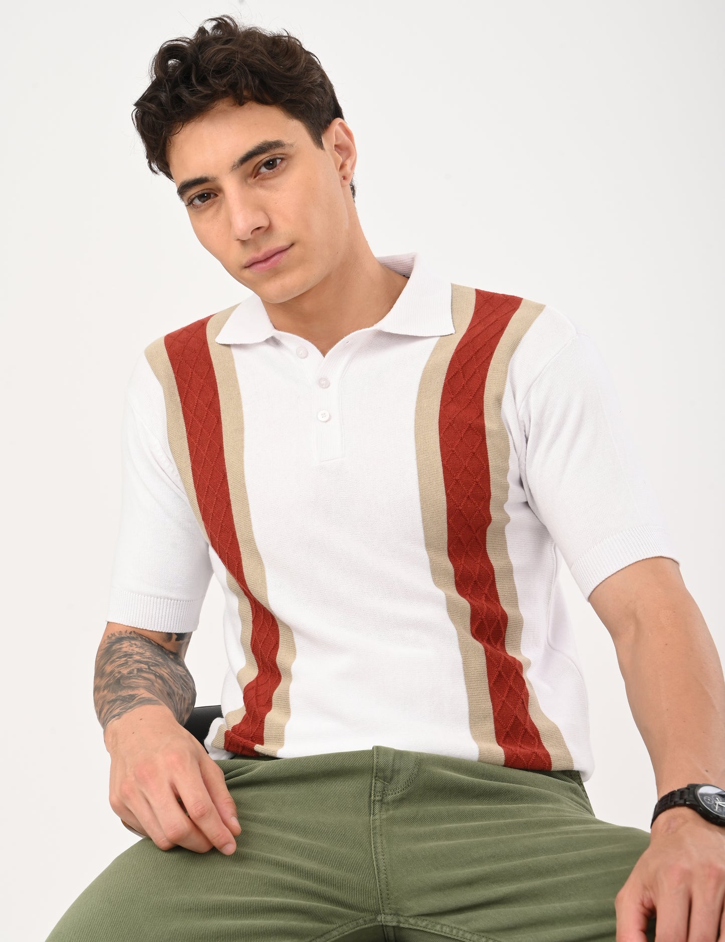 Venturo Knitted Polo - WHITE