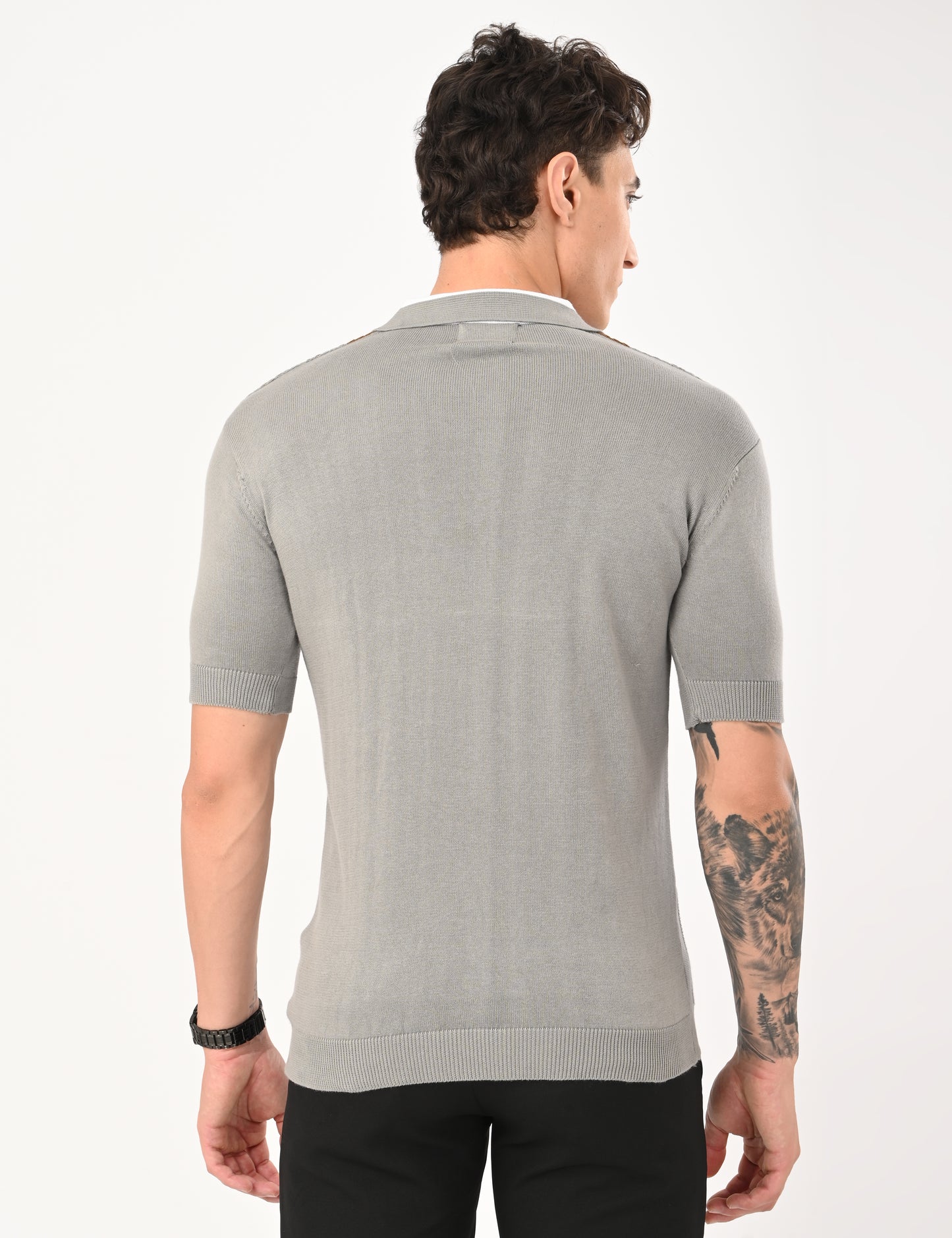 Elvar Knitted Polo - STEEL GREY