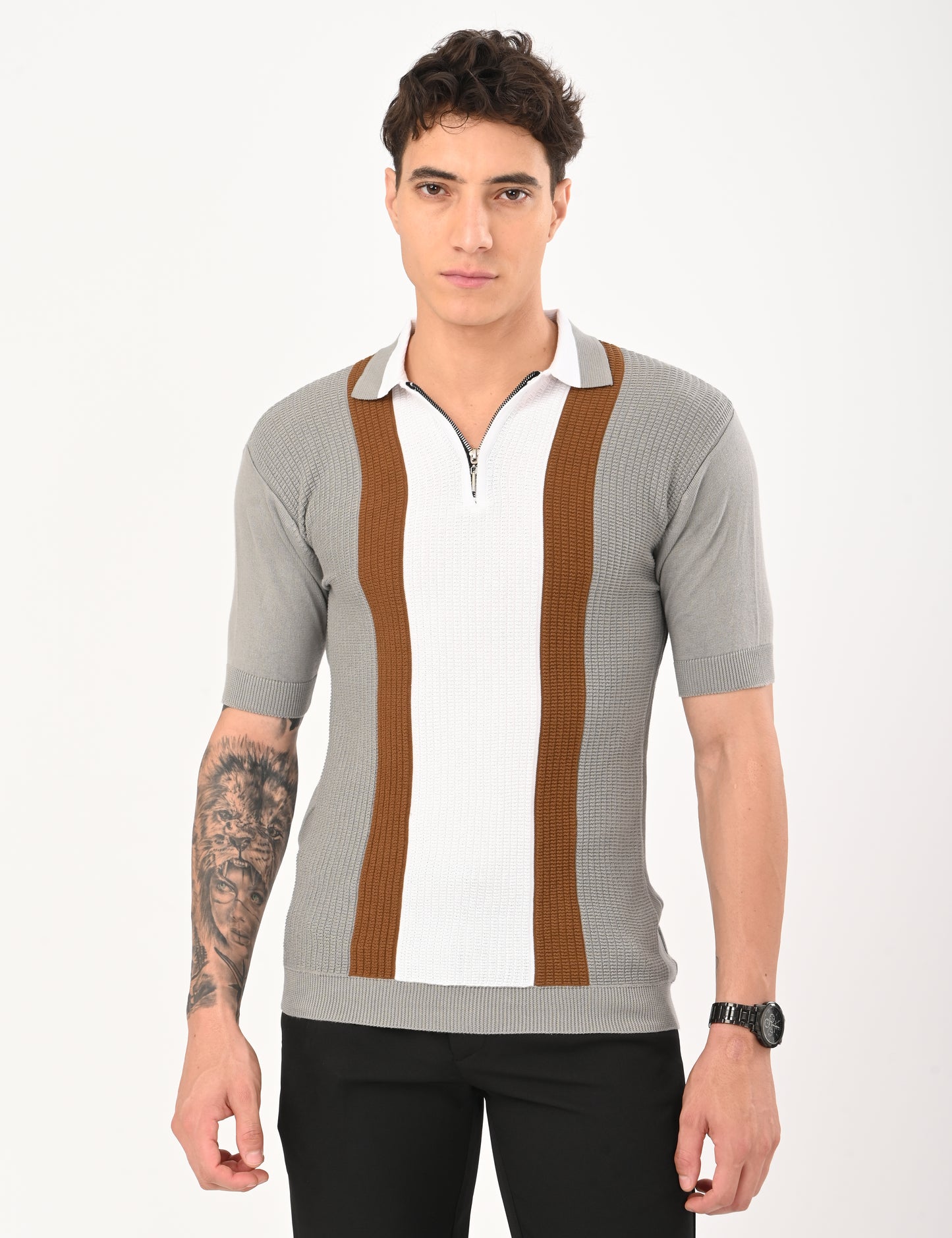 Elvar Knitted Polo - STEEL GREY
