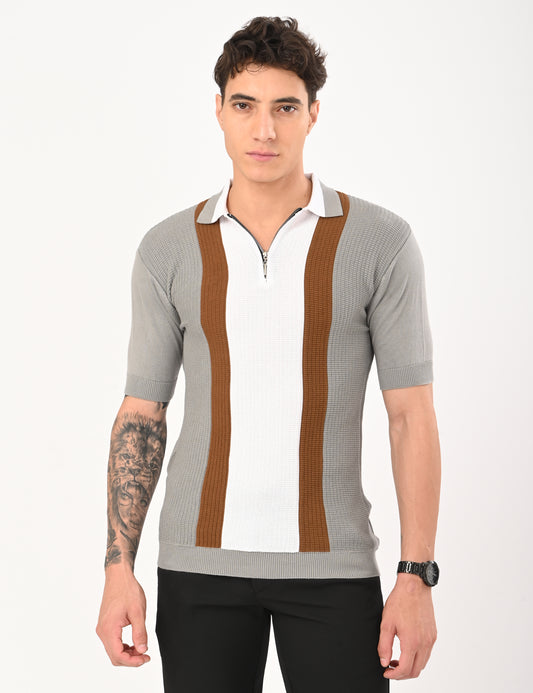 Elvar Knitted Polo - STEEL GREY