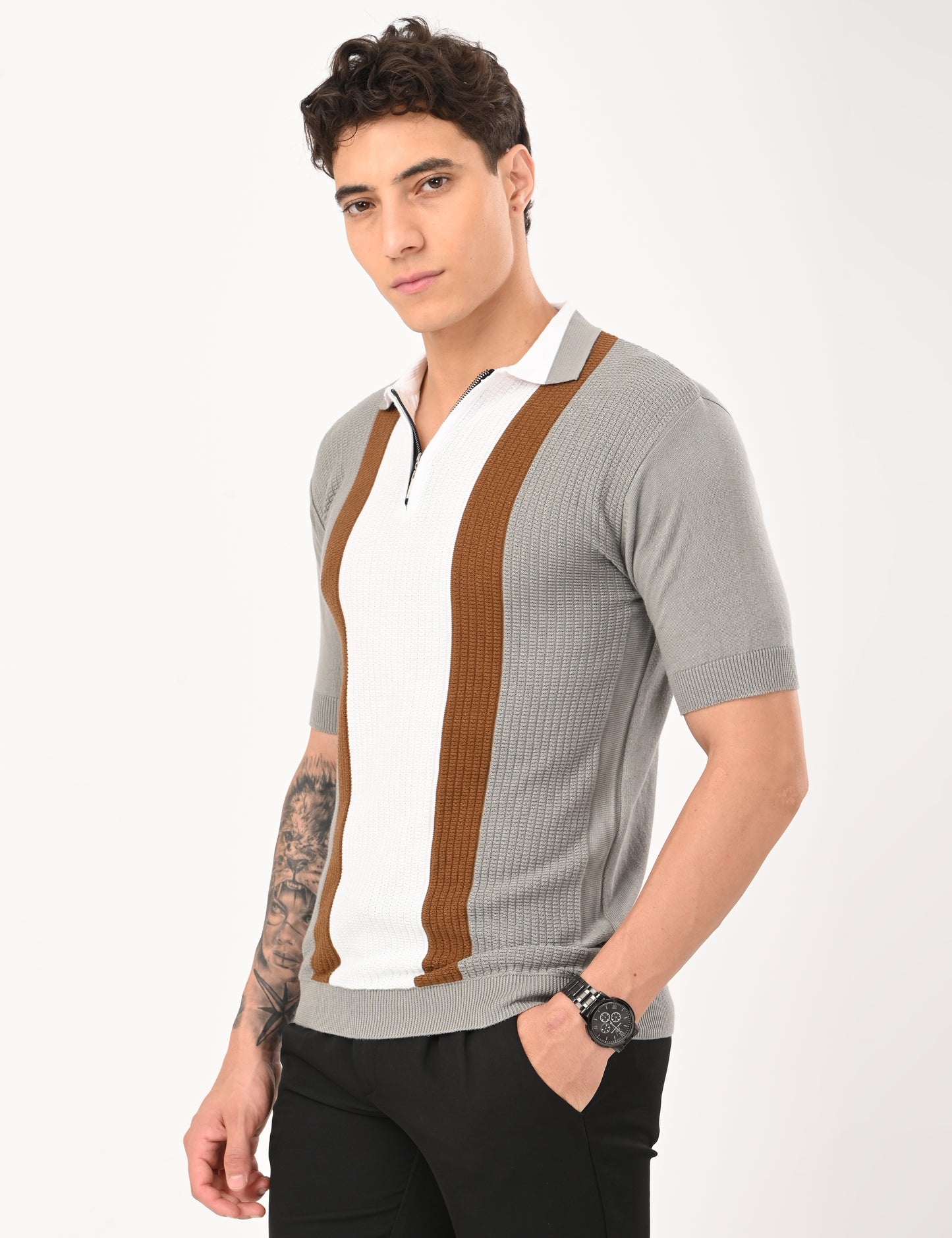 Elvar Knitted Polo - STEEL GREY