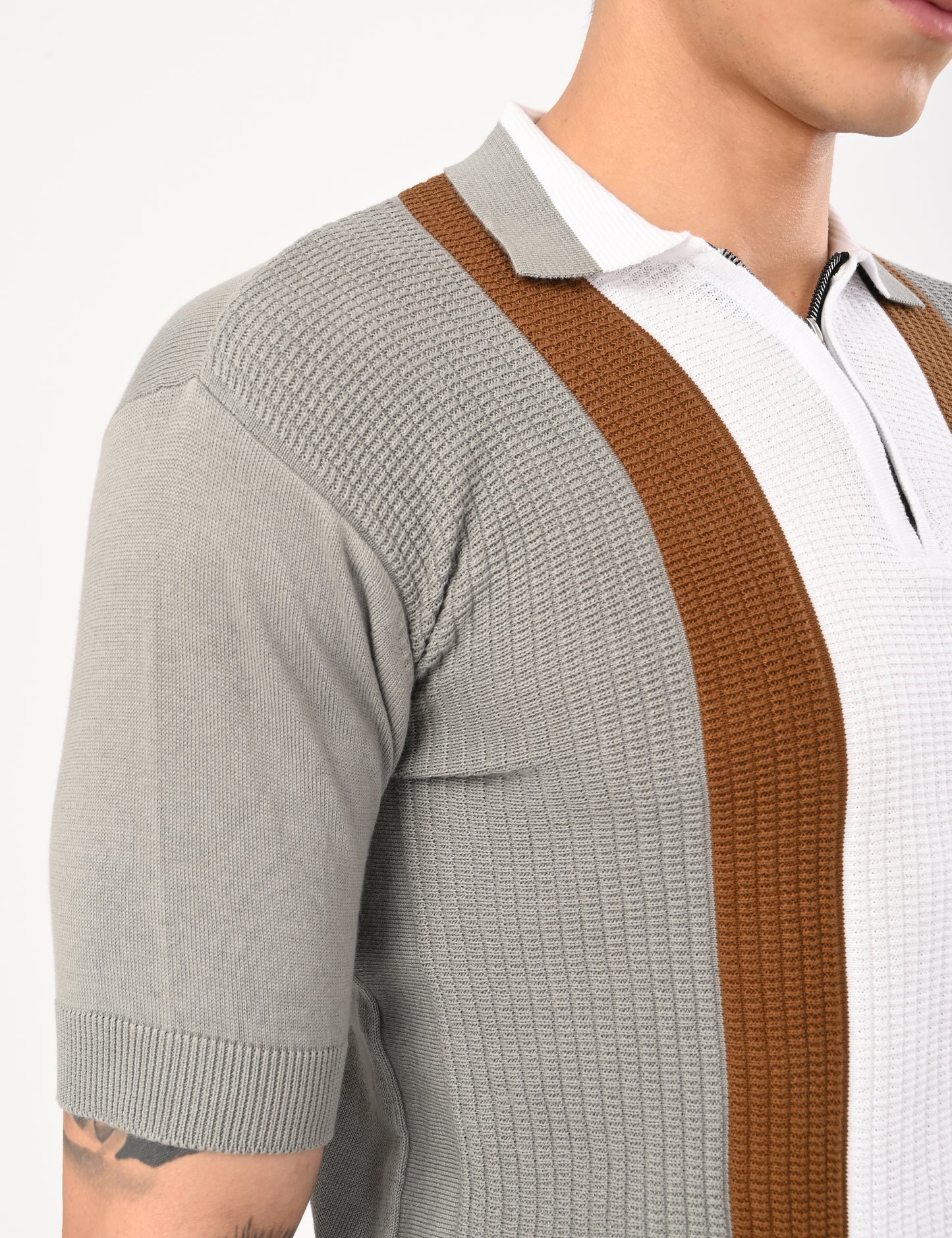 Elvar Knitted Polo - STEEL GREY