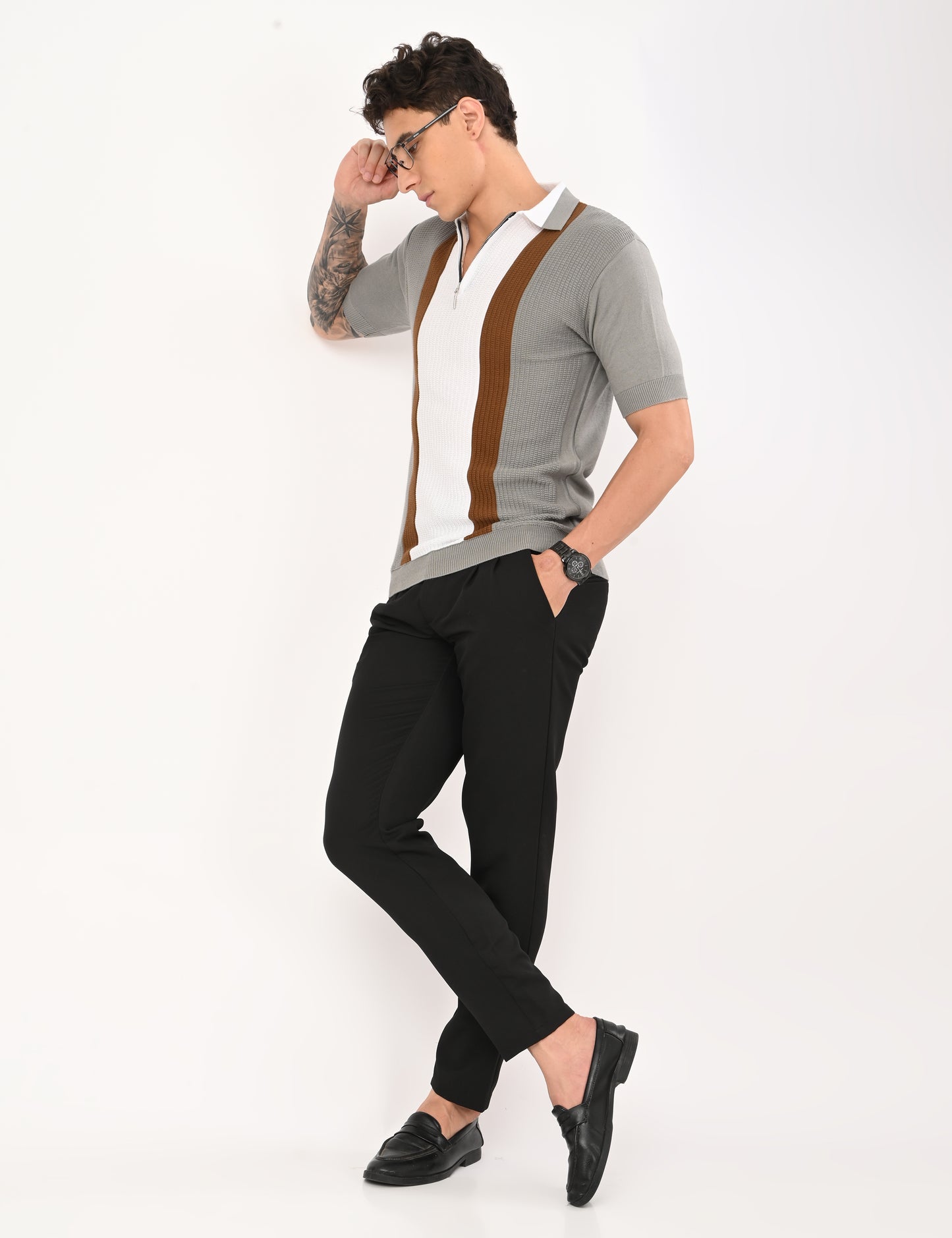 Elvar Knitted Polo - STEEL GREY