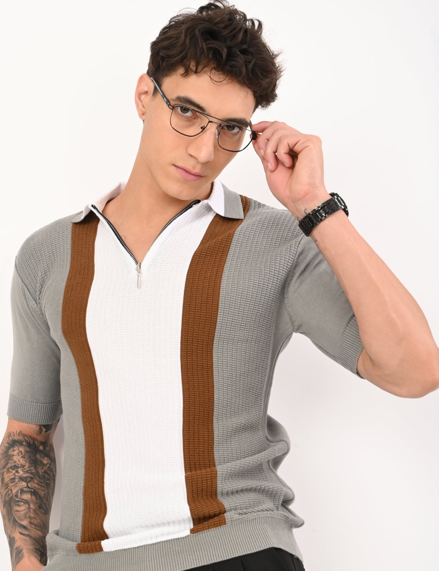 Elvar Knitted Polo - STEEL GREY