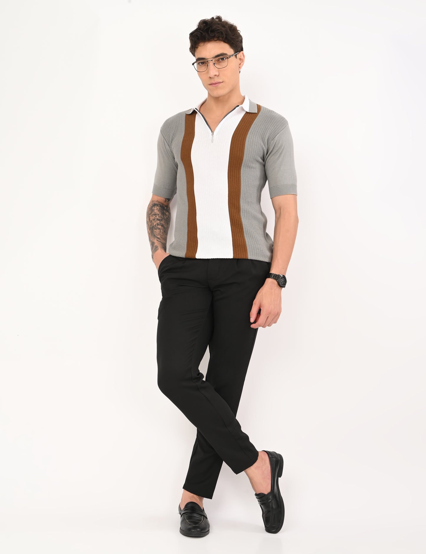 Elvar Knitted Polo - STEEL GREY