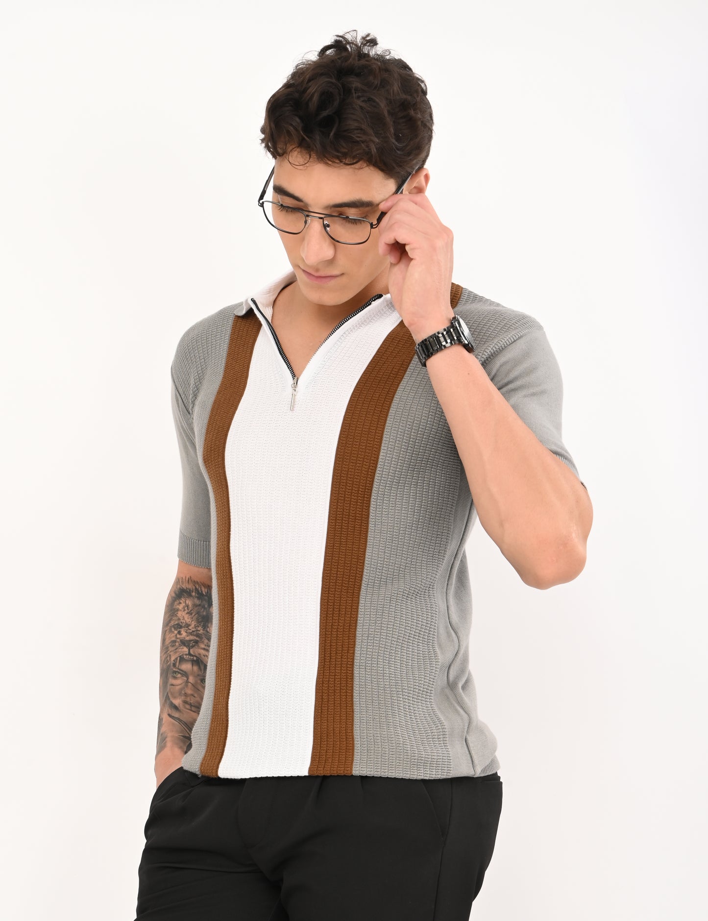 Elvar Knitted Polo - STEEL GREY