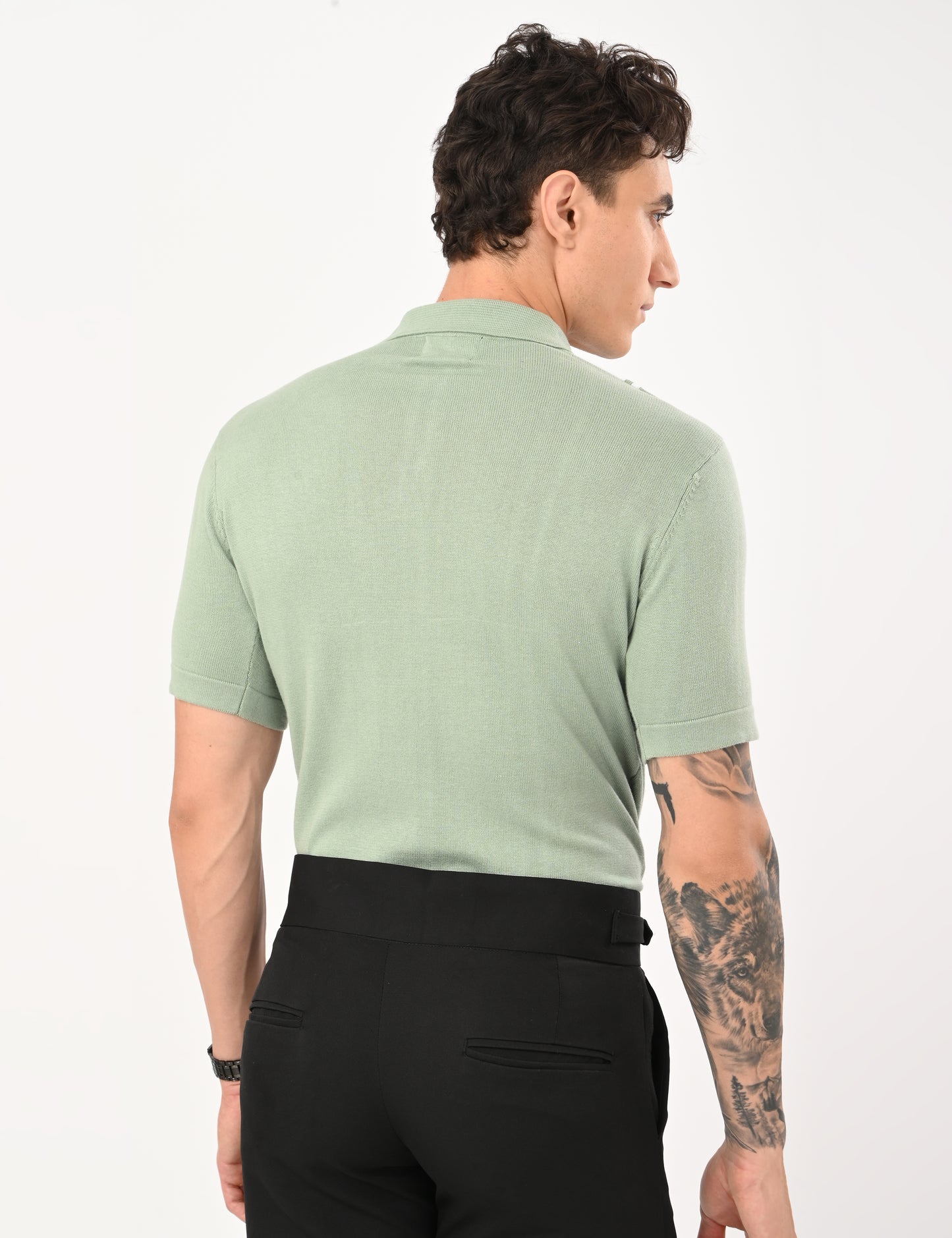 Delmar Stripe Knitted Polo - CYAN