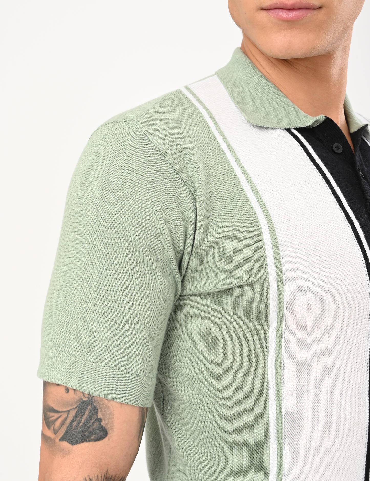 Delmar Stripe Knitted Polo - CYAN