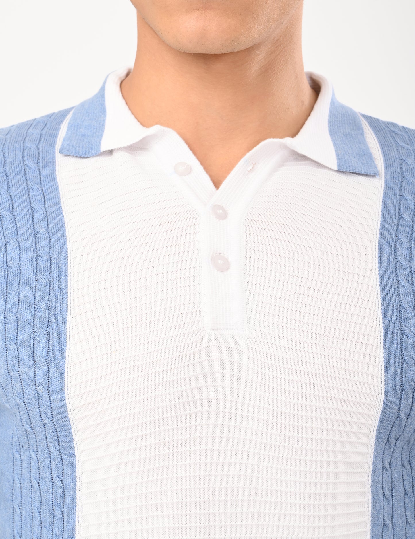 Fine Knit Polo - SKYBLUE