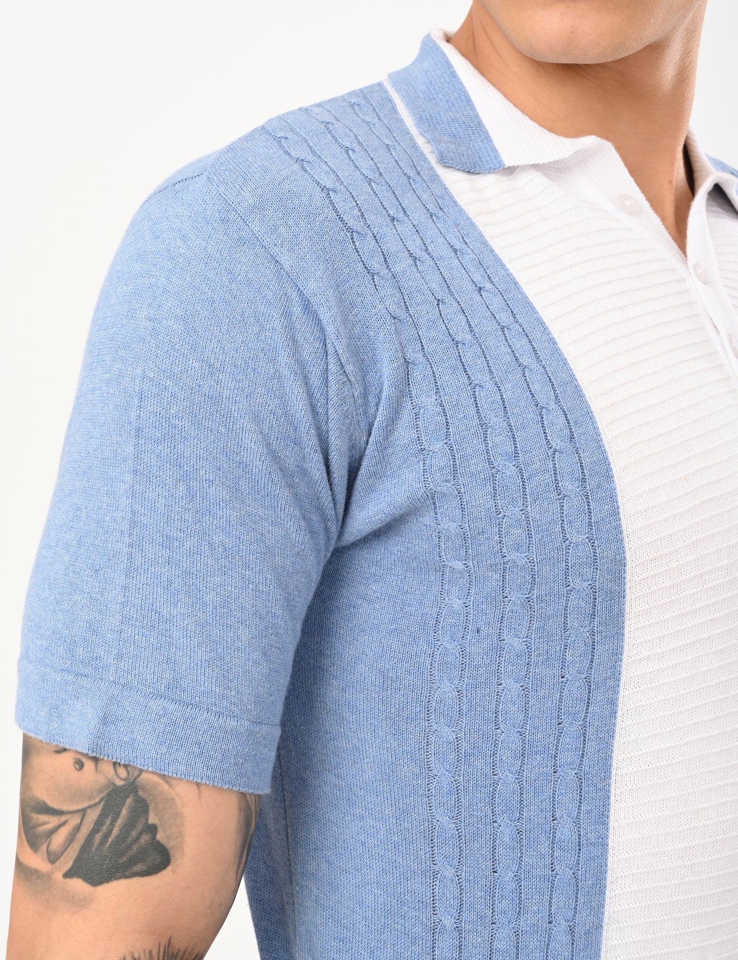 Fine Knit Polo - SKYBLUE