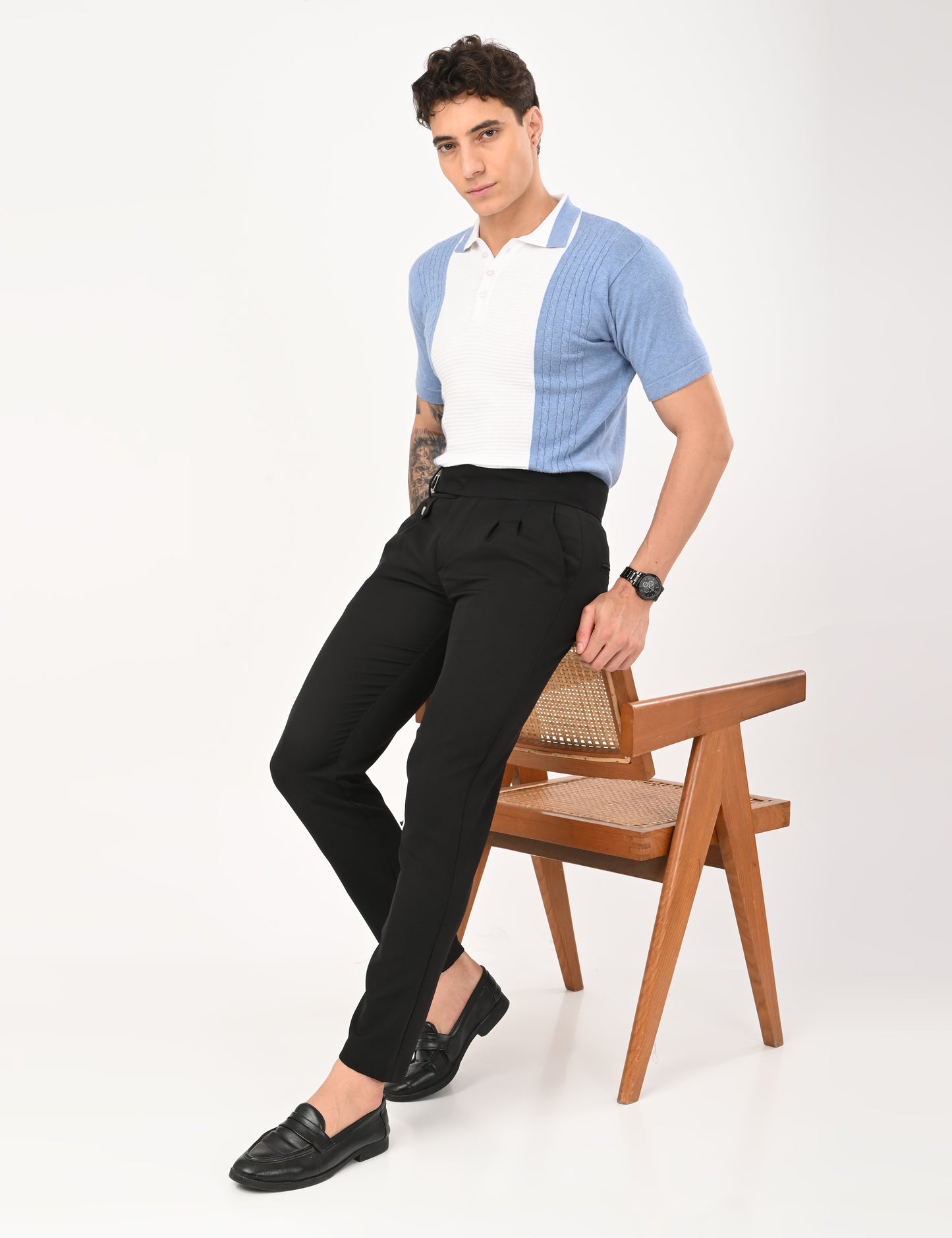 Fine Knit Polo - SKYBLUE