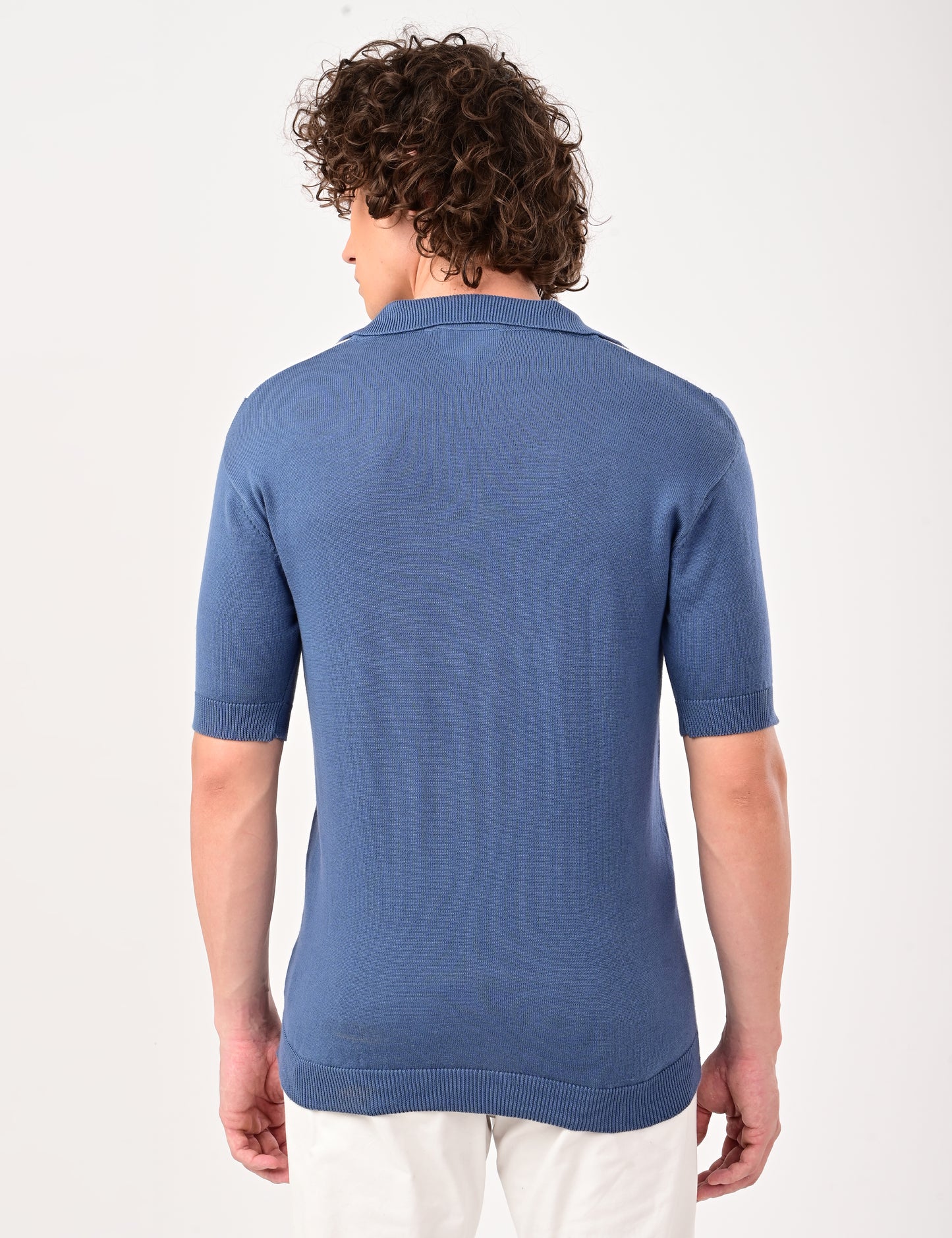 Solmare knitted Polo -  BLUE
