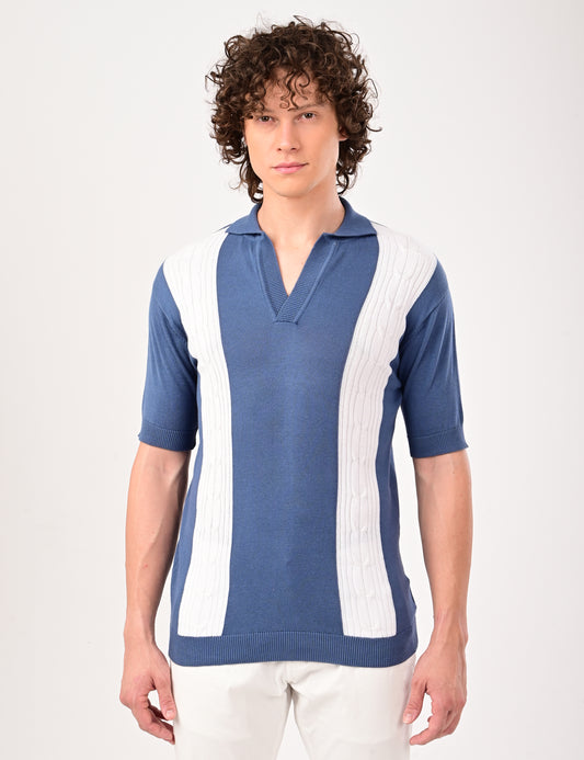 Solmare knitted Polo -  BLUE