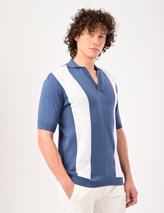 Solmare knitted Polo -  BLUE