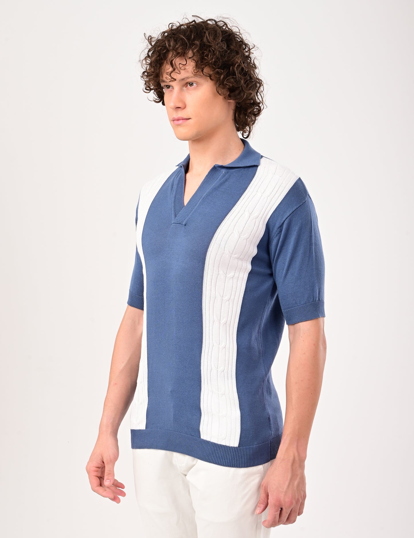 Solmare knitted Polo -  BLUE