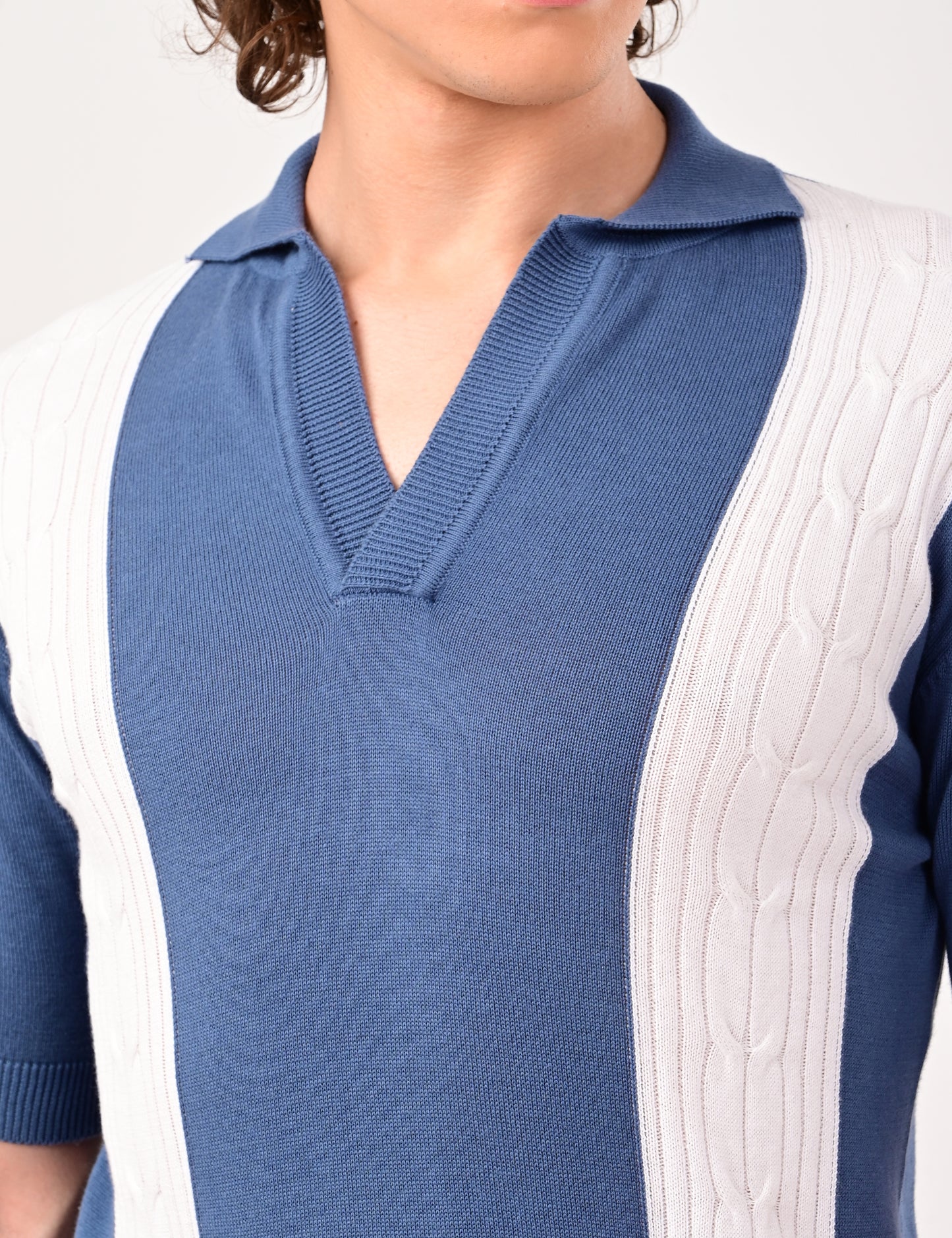 Solmare knitted Polo -  BLUE