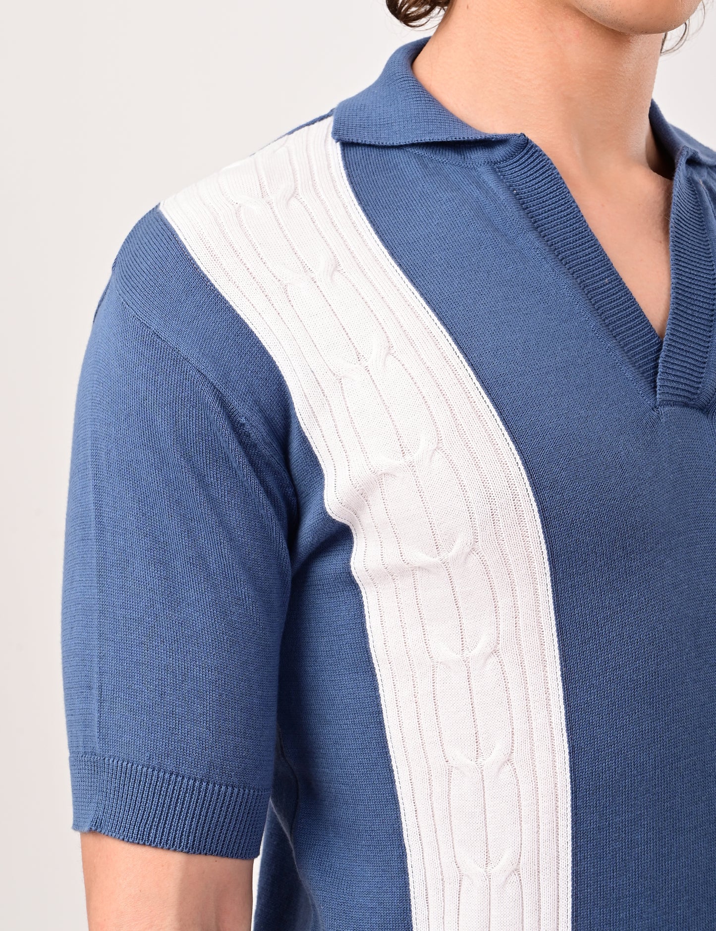 Solmare knitted Polo -  BLUE
