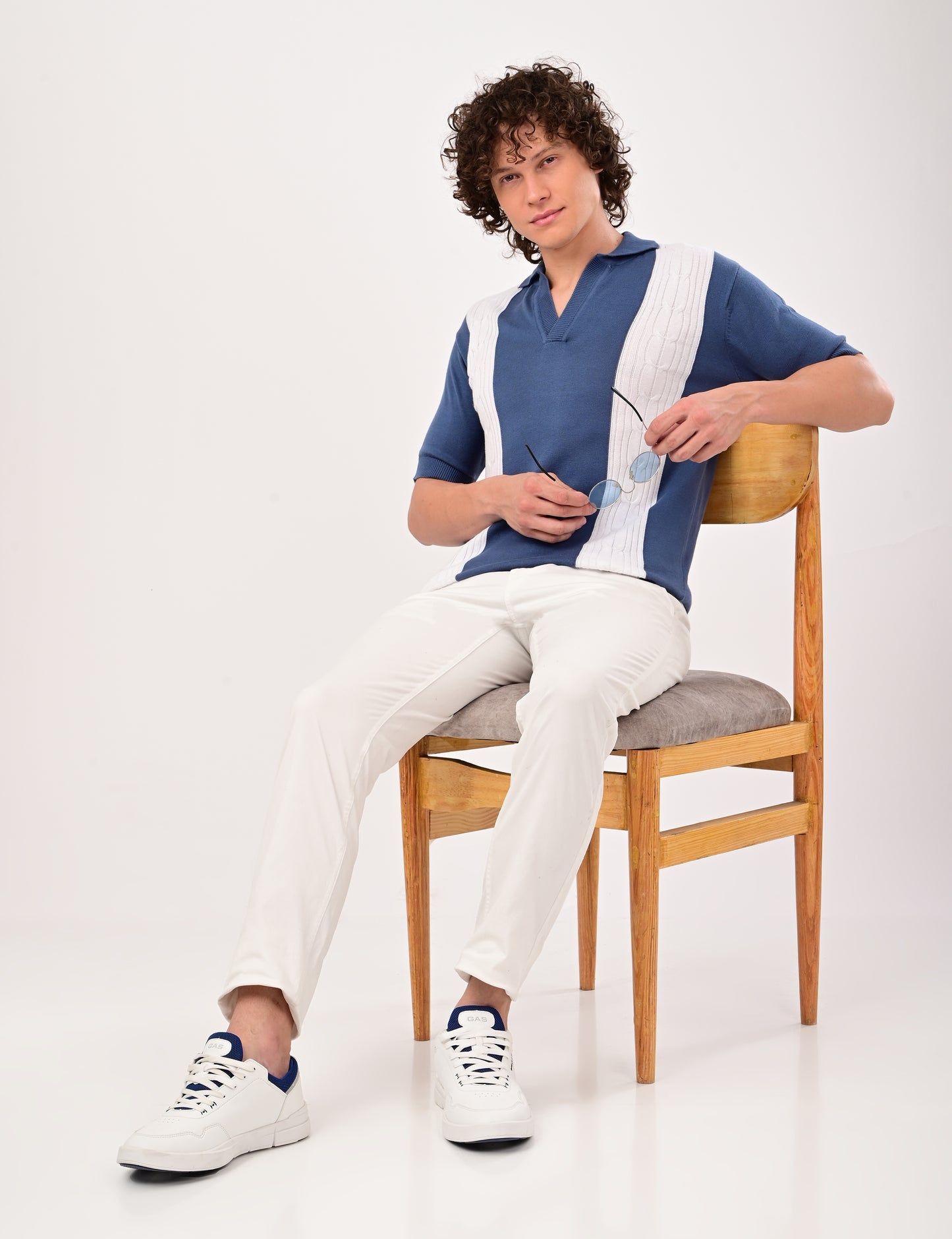 Solmare knitted Polo -  BLUE