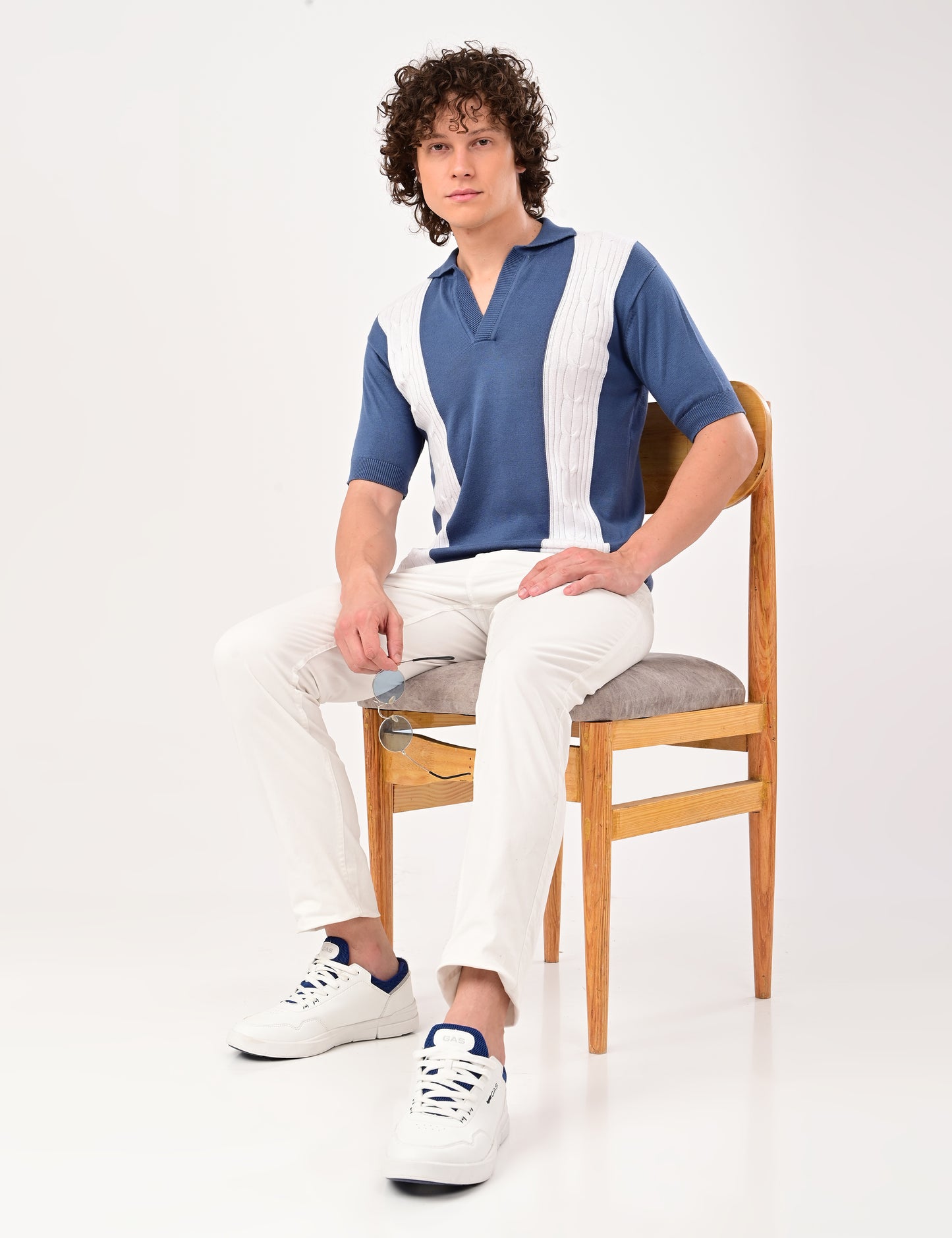 Solmare knitted Polo -  BLUE