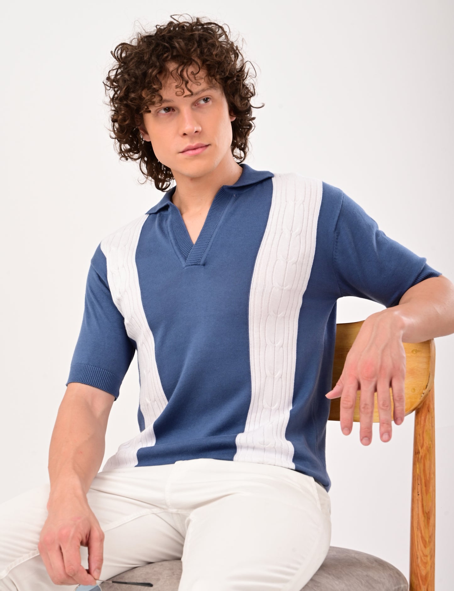 Solmare knitted Polo -  BLUE