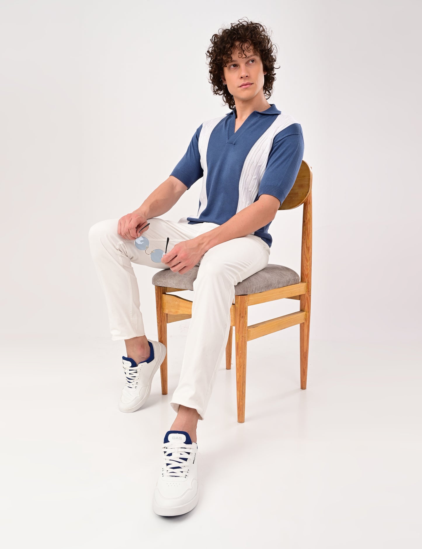 Solmare knitted Polo -  BLUE