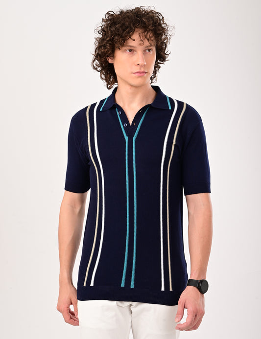 Orvello knitted Polo -  NAVY